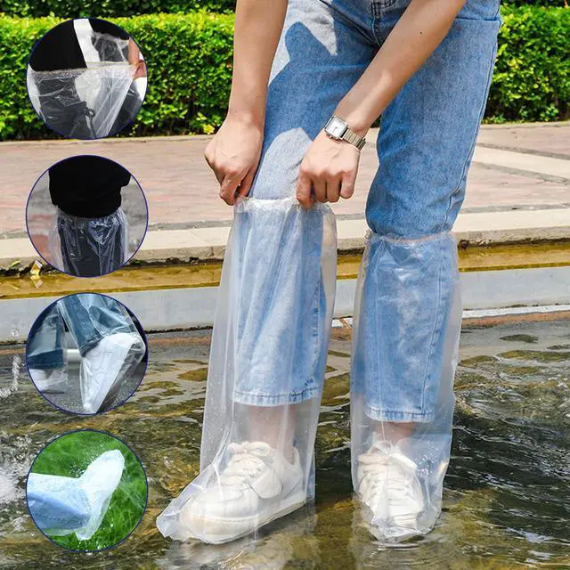 Alt view image 2 of 7 - 10 Pairs Disposable Shoe Covers, Waterproof Anti-Slip and Dirt-Resistant Shoes Cover for Rain Plastic Boot for Outdoor Activities, Home Cleaning, Gardening Work (Transparent)