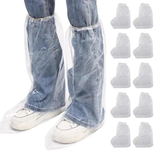 Main image of 10 Pairs Disposable Shoe Covers, Waterproof Anti-Slip and Dirt-Resistant Shoes Cover for Rain Plastic Boot for Outdoor Activities, Home Cleaning, Gardening Work (Transparent)