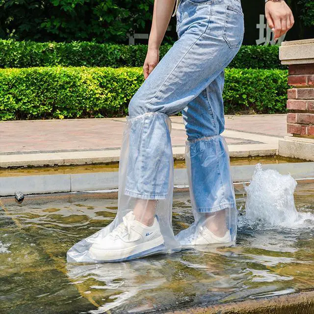Alt view image 3 of 7 - 10 Pairs Disposable Shoe Covers, Waterproof Anti-Slip and Dirt-Resistant Shoes Cover for Rain Plastic Boot for Outdoor Activities, Home Cleaning, Gardening Work (Transparent)