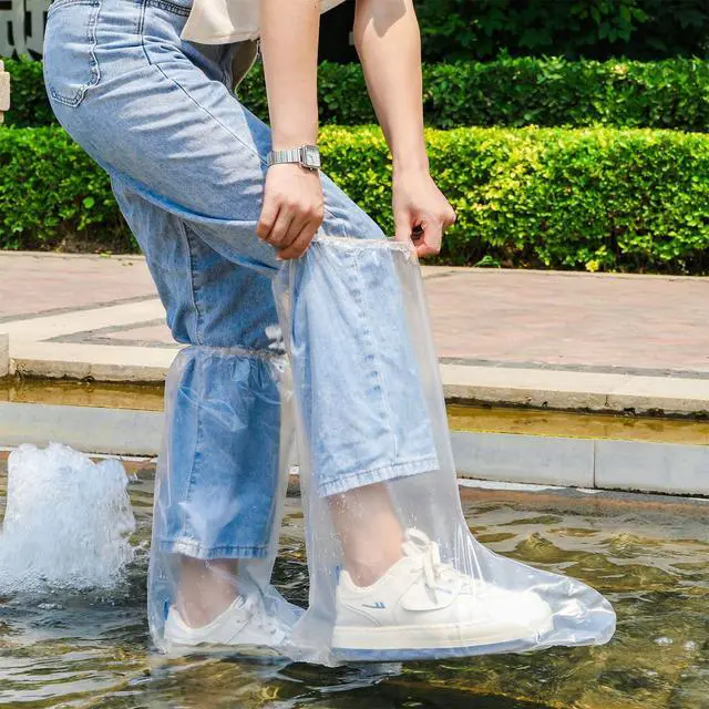 Alt view image 5 of 7 - 10 Pairs Disposable Shoe Covers, Waterproof Anti-Slip and Dirt-Resistant Shoes Cover for Rain Plastic Boot for Outdoor Activities, Home Cleaning, Gardening Work (Transparent)