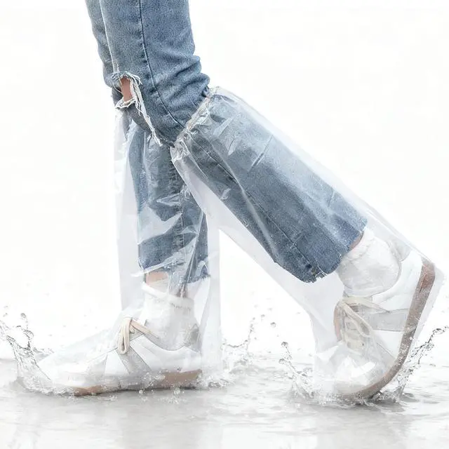 Main image of 20PCS (10 Pairs) Disposable Shoe Covers, Waterproof Plastic Boot Covers for Rain, Transparent Overshoes for Men Women Outdoor Protection (Long Transparent)