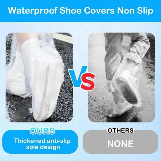Alt view image 2 of 7 - Shoe Covers with Anti-Slip Strip Non Slip - Reusable Waterproof Shoe Covers for Rain,Indoor Outdoor Plastic Rain Cover for Shoes And Booties,Shoe Protector for Men Women(5Pairs)