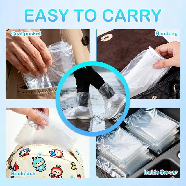 Alt view image 5 of 7 - Shoe Covers with Anti-Slip Strip Non Slip - Reusable Waterproof Shoe Covers for Rain,Indoor Outdoor Plastic Rain Cover for Shoes And Booties,Shoe Protector for Men Women(5Pairs)