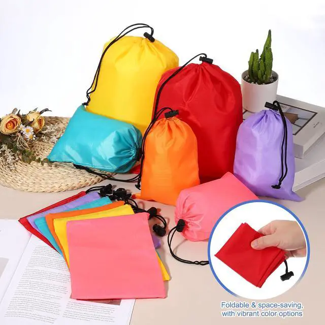 Alt view image 4 of 7 - Drawstring Bag with Toggle, Stuff Sack String Waterproof Travel Storage Bags Cinch Stuff Pouch 10" x 12" & 3 Pack & Orange -Fitting for (Gym/Traveling/Hiking/Yoga/Office/Shoes)