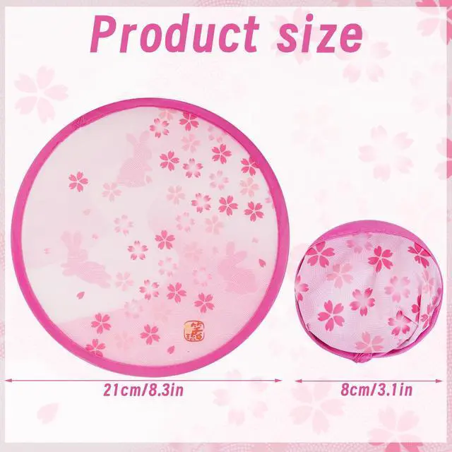 Alt view image 2 of 7 - 6 Pcs Floral Round Folding Hand Fan Japanese Foldable Fan Handheld Cooling Fans for Festival Summer Wedding Party Favors Decorations (Japanese, 8 Inch)