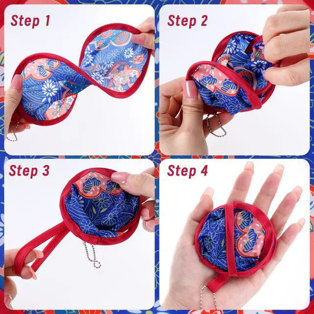 Alt view image 3 of 7 - 6 Pcs Floral Round Folding Hand Fan Japanese Foldable Fan Handheld Cooling Fans for Festival Summer Wedding Party Favors Decorations (Japanese, 8 Inch)