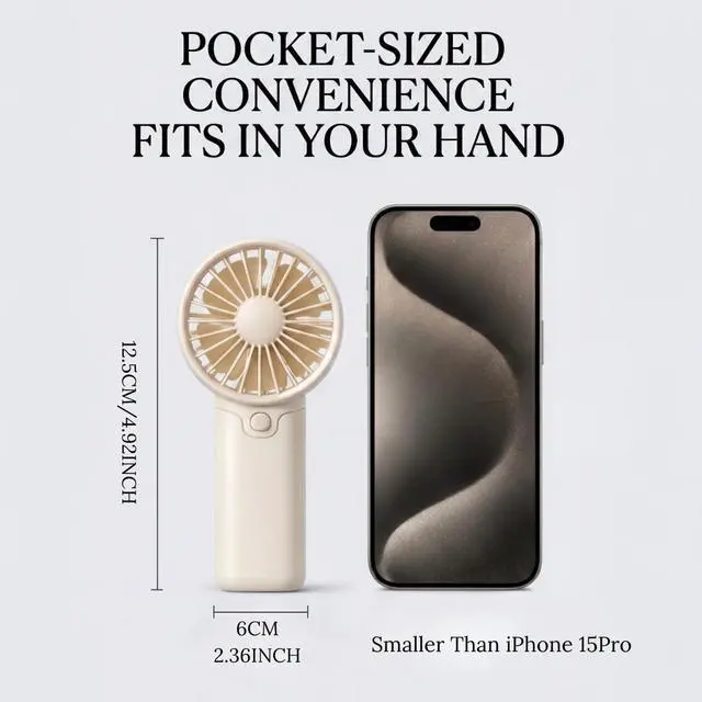 Alt view image 3 of 6 - Mini Handheld Fan, AAA Battery Operated Portable Personal Fan with Lanyard, One Button Easy Control, Low Noise Small Fan for Travel, Office, Outdoor