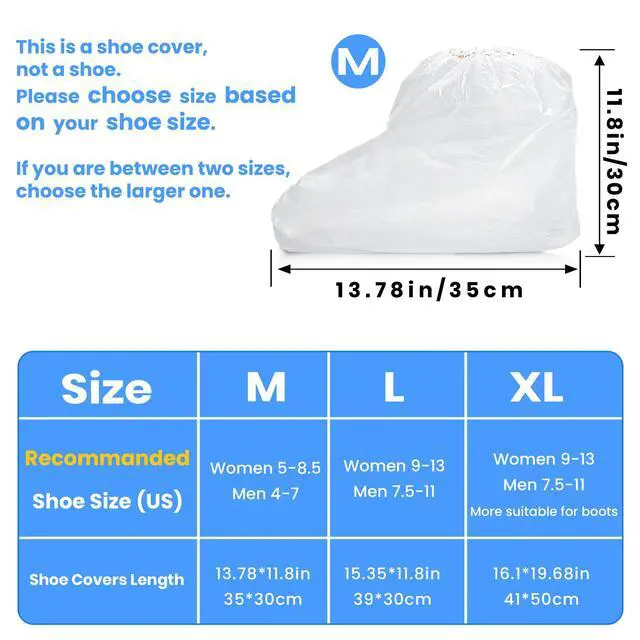 Alt view image 2 of 7 - 10 Pairs Disposable Waterproof Shoe Covers for Rain - Plastic Rain Shoe Covers - Non-Slip Indoor Outdoor Rain Cover for Shoes,Plastic Overshoes for Men Women -Water Proof Boot Protector Clear M