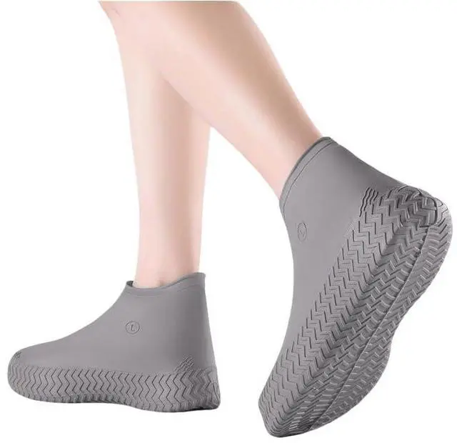 Main image of Waterproof Shoe Covers Reusable Shoe Covers for Rain, 2 Pairs Silicone Shoe Covers Waterproof Shoe Covers for Rain Shoe Covers Outdoor Cycling Hiking Men Women (Grey, L)