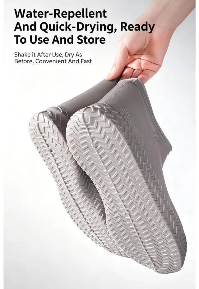 Alt view image 4 of 7 - Waterproof Shoe Covers Reusable Shoe Covers for Rain, 2 Pairs Silicone Shoe Covers Waterproof Shoe Covers for Rain Shoe Covers Outdoor Cycling Hiking Men Women (Grey, L)