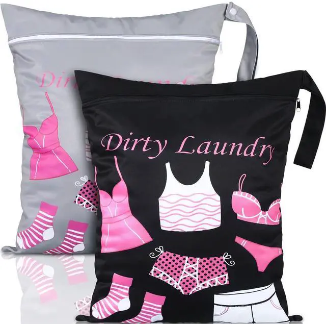 Main image of 2 Pack Large Travel Laundry Bags, Large Wet Dry Waterproof Dirty Clothes Bag for Suitcase, Swimsuit Beach Gym College Dorm Wet Bag(Dress Style)