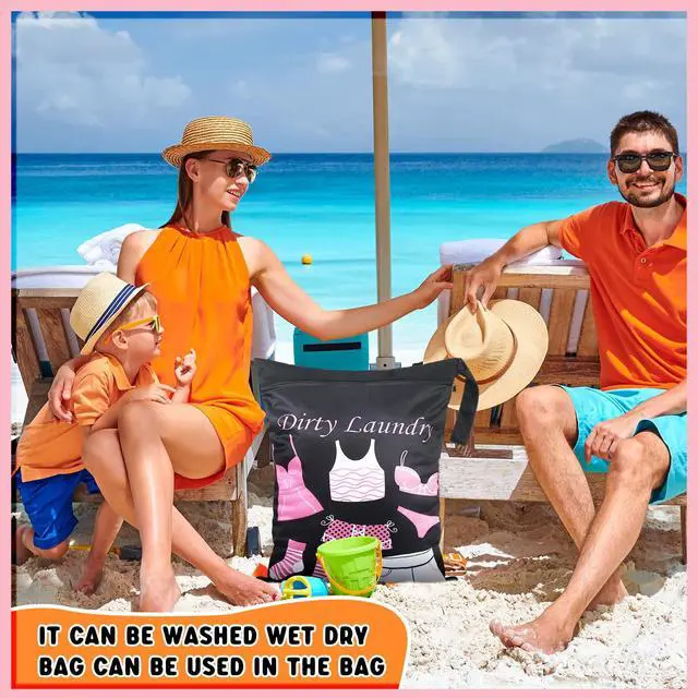 Alt view image 6 of 7 - 2 Pack Large Travel Laundry Bags, Large Wet Dry Waterproof Dirty Clothes Bag for Suitcase, Swimsuit Beach Gym College Dorm Wet Bag(Dress Style)