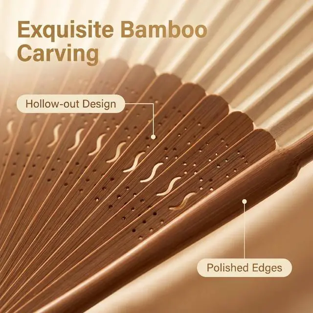Alt view image 4 of 7 - Hand Held Fan for Women Japanese Vintage Bamboo for Hot Flashes, Summer Cooling, Festivals, Church, Dancing,Performance, Gift,White