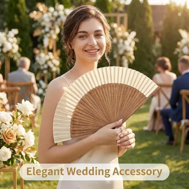 Alt view image 7 of 7 - Hand Held Fan for Women Japanese Vintage Bamboo for Hot Flashes, Summer Cooling, Festivals, Church, Dancing,Performance, Gift,White