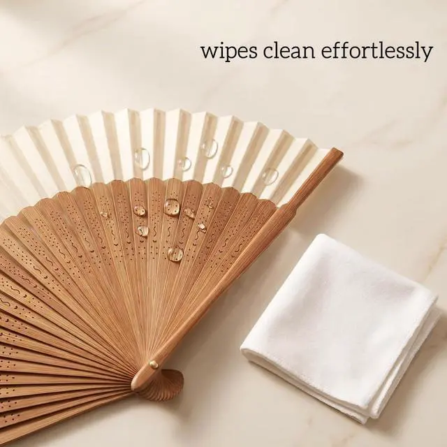 Alt view image 5 of 7 - Hand Held Fan for Women Japanese Vintage Bamboo for Hot Flashes, Summer Cooling, Festivals, Church, Dancing,Performance, Gift,White
