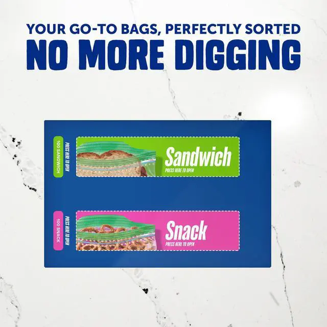 Alt view image 3 of 7 - Lunch Duo Variety Pack, Easy Open and Close, Plastic Food Storage Bags, 200 count