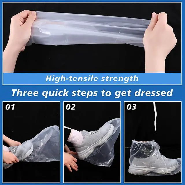 Alt view image 6 of 7 - 60 Pairs Disposable Shoe Covers for Rain, Clear Waterproof Boot Covers Non-slip Thick PE Plastic Shoe Boot Protectors Cover for Rain Outdoor Indoor Farm Travel Men Women, Medium 10.3 Inch