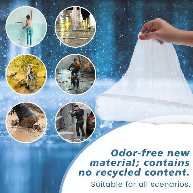 Alt view image 7 of 7 - 60 Pairs Disposable Shoe Covers for Rain, Clear Waterproof Boot Covers Non-slip Thick PE Plastic Shoe Boot Protectors Cover for Rain Outdoor Indoor Farm Travel Men Women, Medium 10.3 Inch