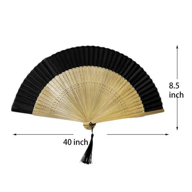 Alt view image 2 of 6 - Handheld Fan for Women Foldable, Vintage Bamboo Folding Hand Fan for line dancing, Party