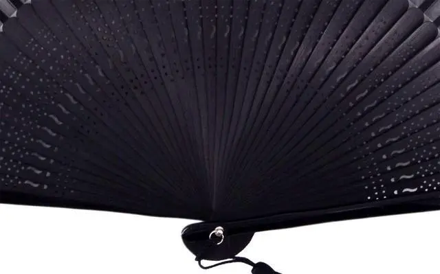 Alt view image 5 of 6 - 8.27" (21cm) Hand Held Bamboo Silk Folding Fan, Chinese/Japanese Charming Elegant Vintage Retro Style, Women Ladies Girls for Birthday, Wedding, Party, Black-2