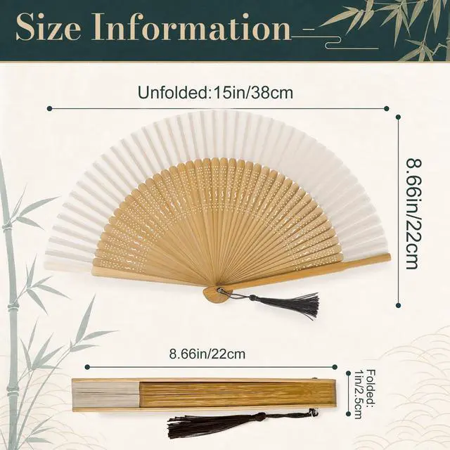 Alt view image 6 of 6 - Folding Hand Fan for Women, Foldable Chinese Japanese Vintage Bamboo Silk Handheld Fan for Dance Music Festival Wedding Church Decoration (Brown)