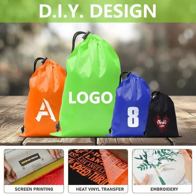 Alt view image 3 of 6 - 6Pcs Drawstring Bags sack Nylon Bag ditty bag for Gym Traveling, Hiking, Yoga, Shopping