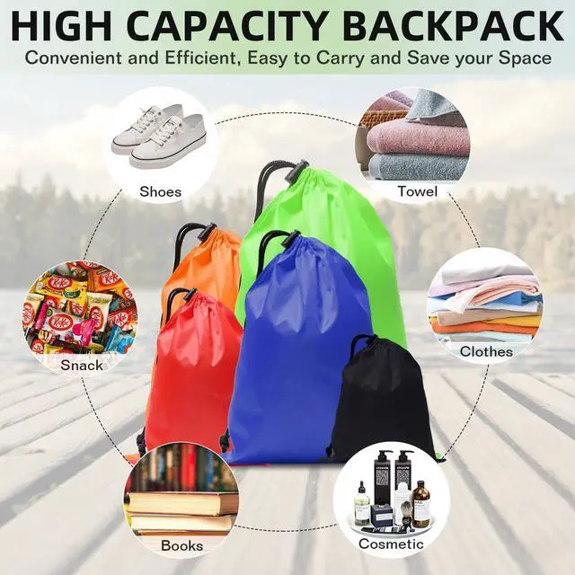 Alt view image 5 of 6 - 6Pcs Drawstring Bags sack Nylon Bag ditty bag for Gym Traveling, Hiking, Yoga, Shopping