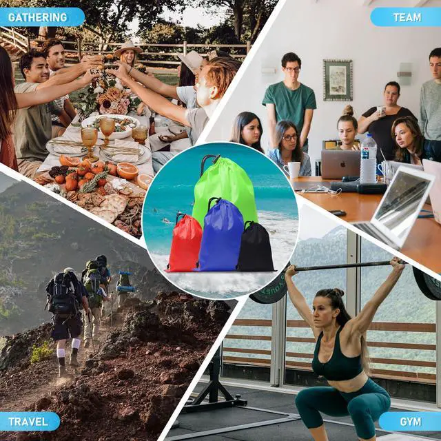 Alt view image 6 of 6 - 6Pcs Drawstring Bags sack Nylon Bag ditty bag for Gym Traveling, Hiking, Yoga, Shopping