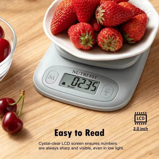 Alt view image 4 of 7 - NUTRI FIT Small Food Scale Digital Kitchen Scales Weight Grams Ounces White | 3-Stage Precision, Max 11lbs, Portable Compact Design, Accurate for Cooking Baking Jewelry Coffee Postage, 2 AAA Batteries