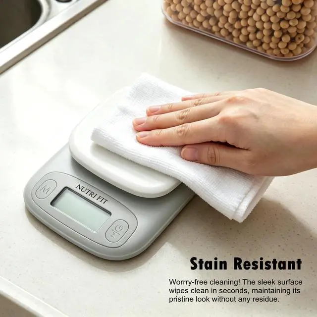 Alt view image 6 of 7 - NUTRI FIT Small Food Scale Digital Kitchen Scales Weight Grams Ounces White | 3-Stage Precision, Max 11lbs, Portable Compact Design, Accurate for Cooking Baking Jewelry Coffee Postage, 2 AAA Batteries