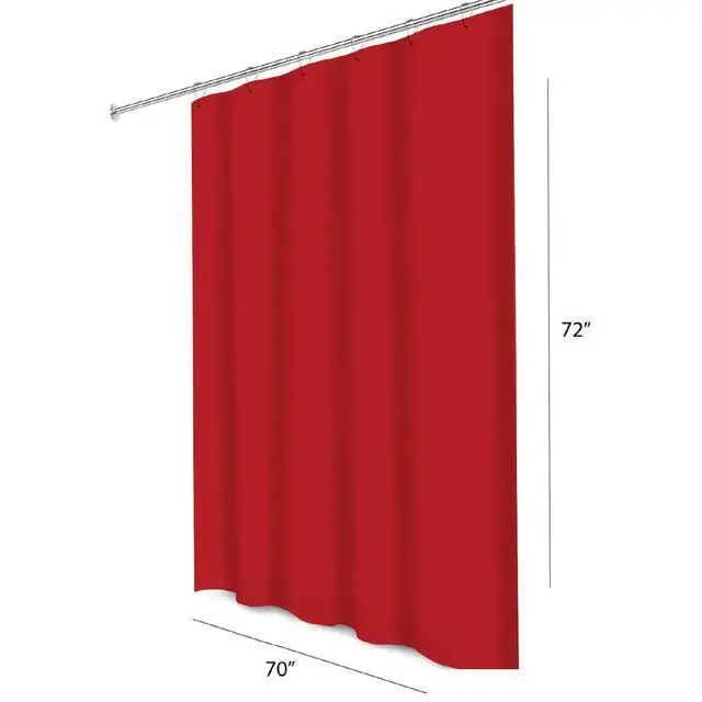 Alt view image 4 of 7 - 3 Guage PEVA Shower Curtain Liner 70"x72" with 3 Magnets at Bottom & 12 Metal Grommet Holes for Your Shower Hooks (RED)