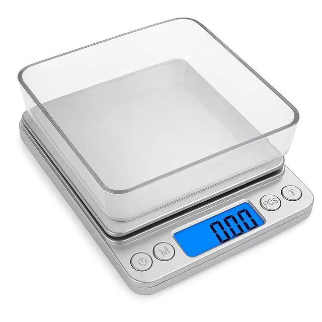 Alt view image 3 of 7 - High Precision Digital Kitchen Scale 3kg / 0.1g Food Scale for Baking, Cooking & Meal Prep Slim Stainless Steel Design with Tare Function, Backlit LCD, Easy Clean Surface