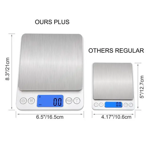 Alt view image 4 of 7 - Upgraded Digital Kitchen Food Scale Large Size, Stainless Steel Postal Shipping Scale for Business Packages, 11lb 0.1g Accuracy for Baking Cooking Coffee Soap Making Sourdough Bread Making