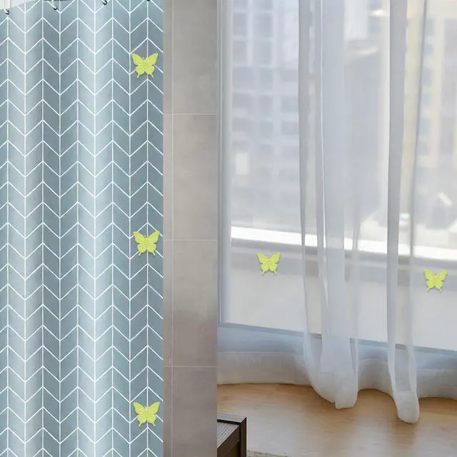 Alt view image 6 of 7 - Magnetic Shower Curtain Clips for Liner, 4 Pairs Silicone Wrapped Adhesive Windproof Splash-Proof Butterfly Shower Curtain Holder for the Wall, Work for Drapery, Tablecloth (Green)