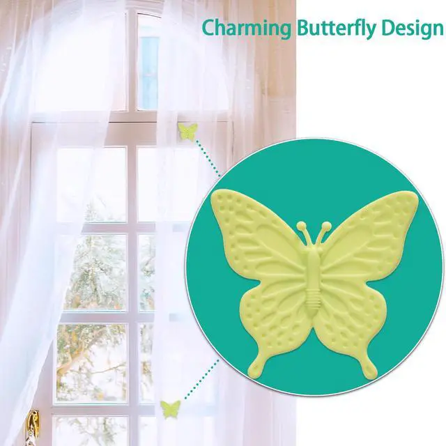 Alt view image 2 of 7 - Magnetic Shower Curtain Clips for Liner, 4 Pairs Silicone Wrapped Adhesive Windproof Splash-Proof Butterfly Shower Curtain Holder for the Wall, Work for Drapery, Tablecloth (Green)