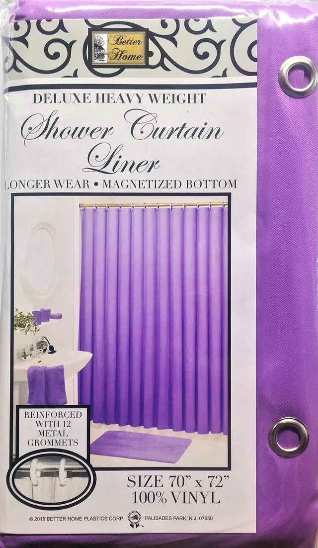 Alt view image 2 of 2 - Deluxe Heavy Weight Shower Curtain Liner Bright Color (Purple)
