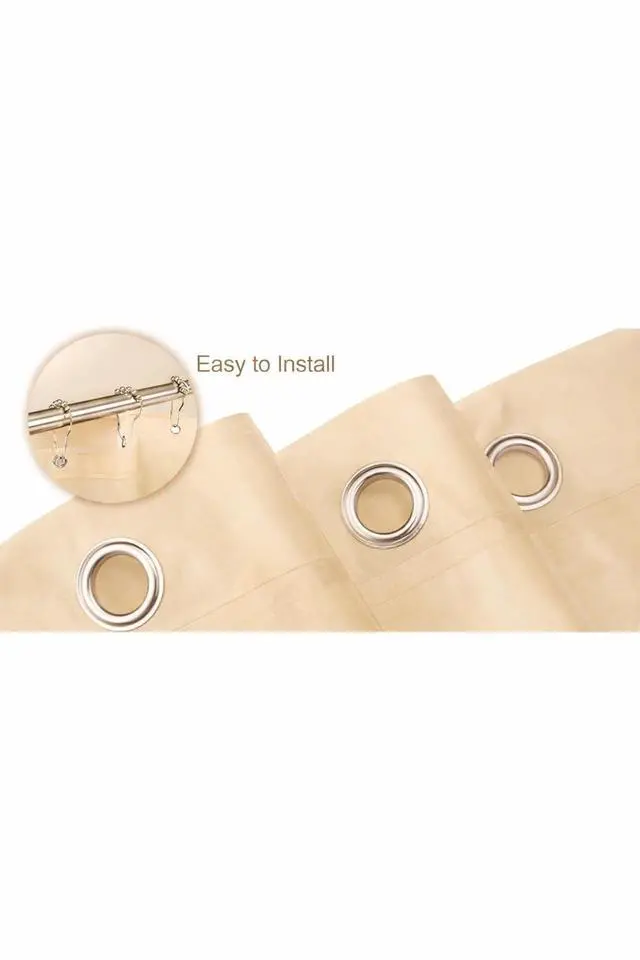 Alt view image 2 of 4 - Extra Long Beige Vinyl Magnetic Shower Curtain Liner 72 x 84 Inch Heavy Duty PVC with Metal Grommets & 3 Bottom Magnets (Beige)