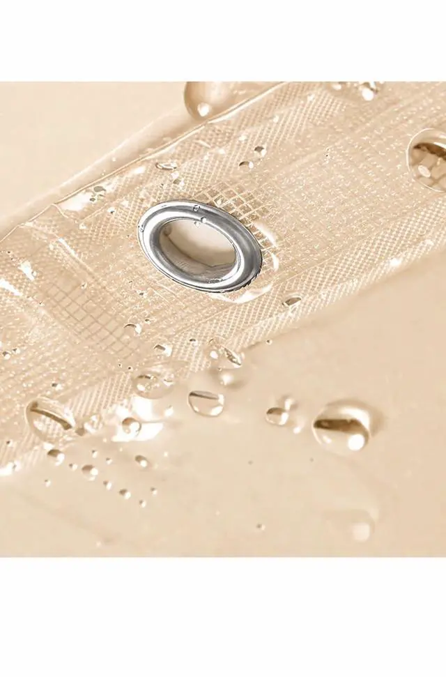 Alt view image 3 of 4 - Extra Long Beige Vinyl Magnetic Shower Curtain Liner 72 x 84 Inch Heavy Duty PVC with Metal Grommets & 3 Bottom Magnets (Beige)