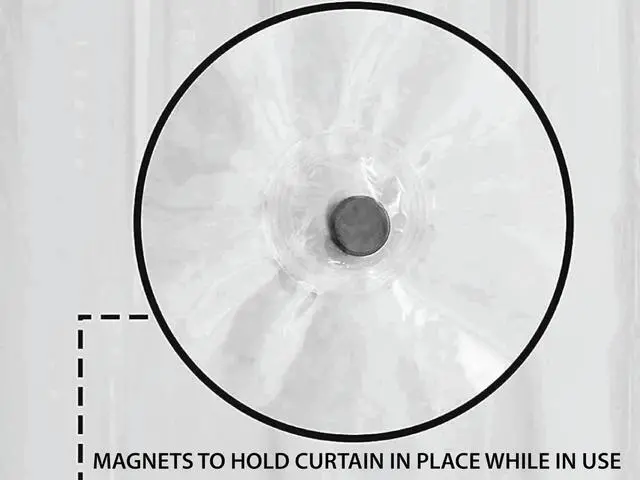 Alt view image 4 of 4 - Extra Long Beige Vinyl Magnetic Shower Curtain Liner 72 x 84 Inch Heavy Duty PVC with Metal Grommets & 3 Bottom Magnets (Beige)