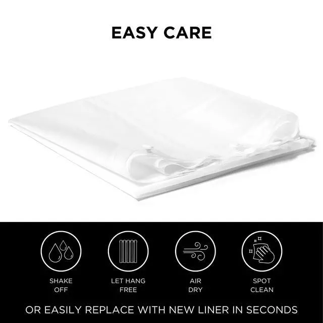 Alt view image 4 of 6 - It's A Snap! Plastic PEVA Snap-In Replacement Shower Curtain Liner for Hookless Curtain with No Sheer Window, 70" x 69", Water-Repellent, Easy Install, Frost