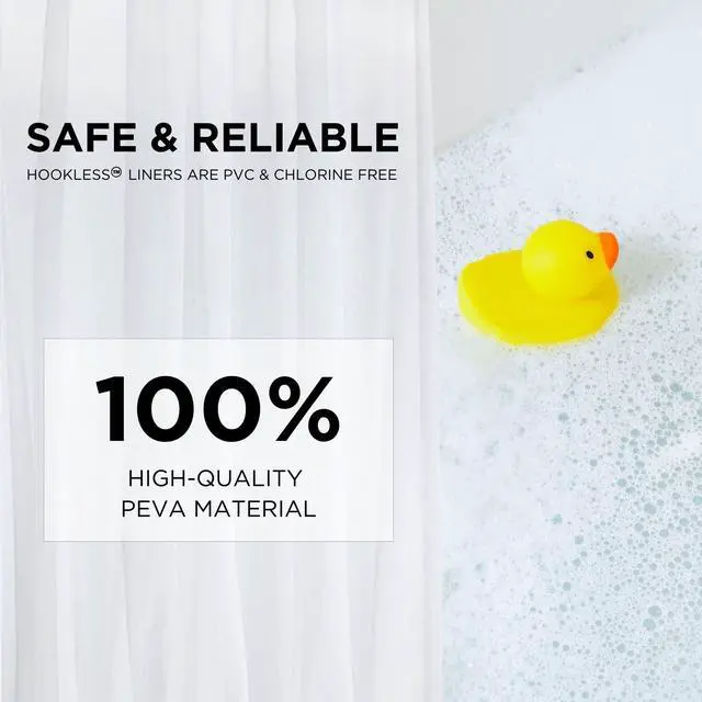 Alt view image 6 of 6 - It's A Snap! Plastic PEVA Snap-In Replacement Shower Curtain Liner for Hookless Curtain with No Sheer Window, 70" x 69", Water-Repellent, Easy Install, Frost