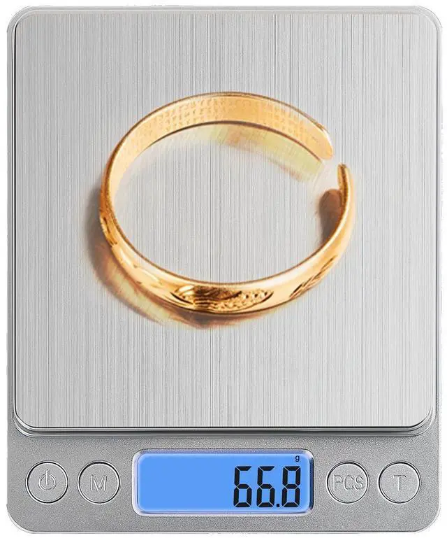 Main image of Small Digital Food Scale Ounce/OZ and Gram Scale, Kitchen Scale 3000g/0.1g High Precision for Baking, Soap Making, Jewelry, Includes 2 Trays and Batteries, 9 Units, Tare Function, Easy to Store