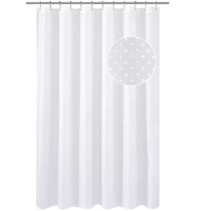 Main image of Hotel Fabric Shower Curtain or Liner, Cloth Textured White Shower Curtain with Bottom Magnets, Machine Washable, 72 x 72 inches for Bathroom