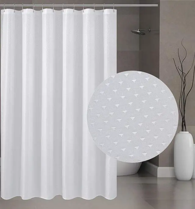 Alt view image 2 of 5 - Hotel Fabric Shower Curtain or Liner, Cloth Textured White Shower Curtain with Bottom Magnets, Machine Washable, 72 x 72 inches for Bathroom