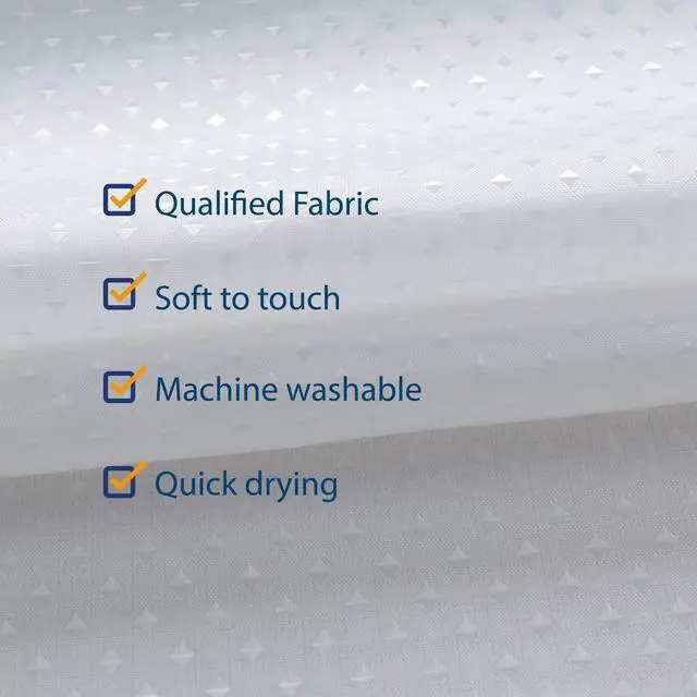 Alt view image 3 of 5 - Hotel Fabric Shower Curtain or Liner, Cloth Textured White Shower Curtain with Bottom Magnets, Machine Washable, 72 x 72 inches for Bathroom