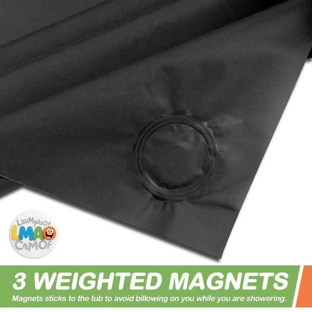 Alt view image 6 of 7 - 2 Pack | Black Plastic Shower Curtain Or Liner, 72x72 Inch Lightweight Plastic Bathroom Shower Showroom Inner Curtain with Rustproof Metal Grommet Holes and Weighted Magnets