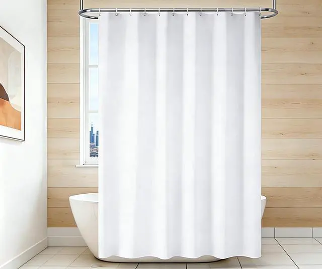 Main image of Shower Curtain Liner - Waterproof Fabric Shower Curtain Liner, Machine Washable, Magnetic Weighted Bottom,Soft Cloth Bathroom Shower Liner (White)