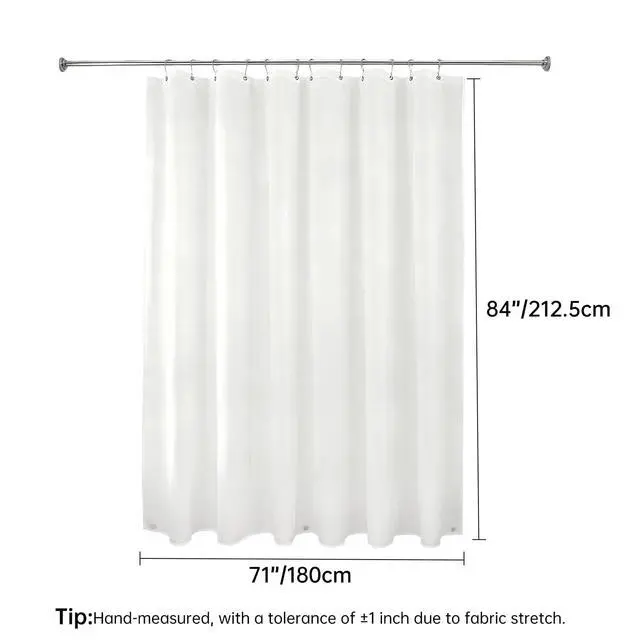Alt view image 6 of 6 - Shower Curtain Liner - Waterproof Fabric Shower Curtain Liner, Machine Washable, Magnetic Weighted Bottom,Soft Cloth Bathroom Shower Liner (White)
