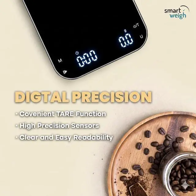 Alt view image 7 of 7 - Coffee Scale with Timer, Precision Espresso & Tea Digital Scale, Espresso Machine Accessories for Pour-Over Coffee, Travel Food Scale, LED Display, Rechargeable USB-C - 3kg/0.1g