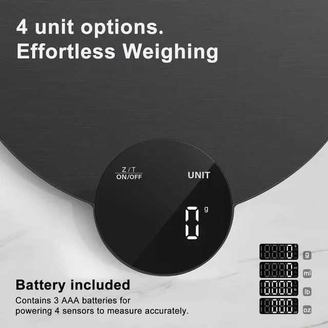 Alt view image 3 of 7 - 1g/0.1oz Precision Food Scale, HD LED Display Digital Kitchen Scale, Stainless Steel, 11lb Capacity for Cooking Baking (Batteries Included)